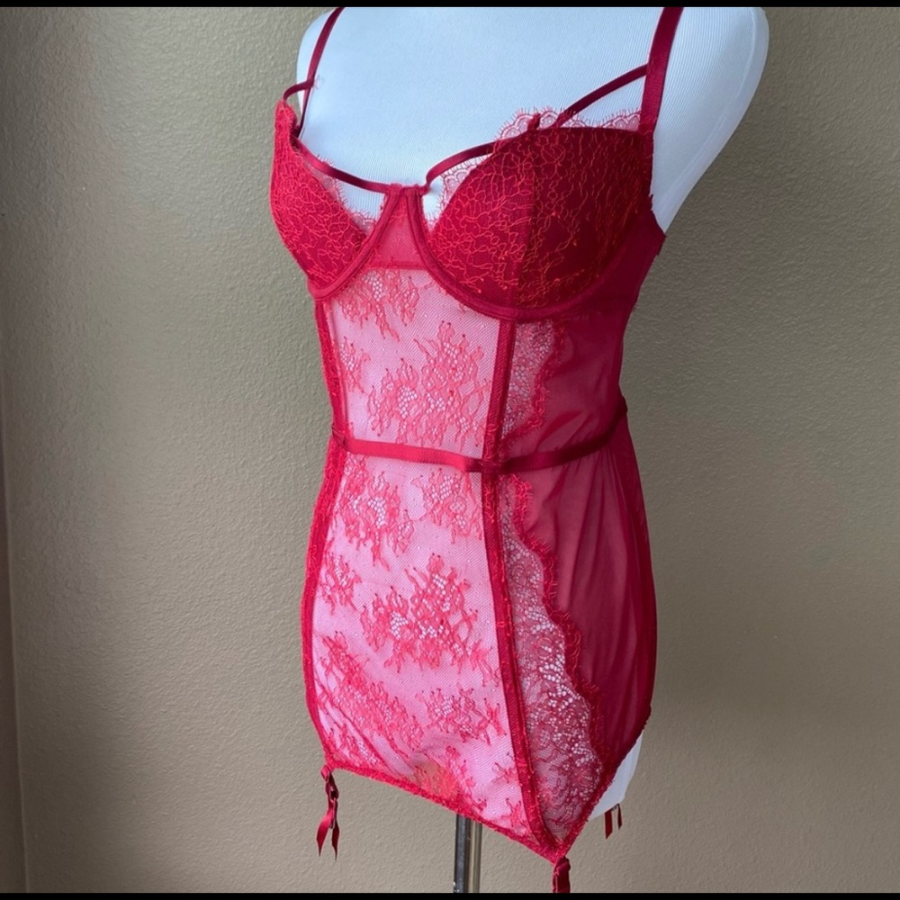 Victoria’s Secret Red Lace mesh strappy Lingerie garter